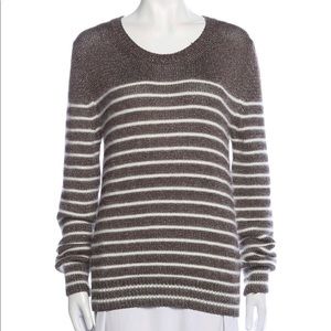GUCCI summer sweater white stripe gold neutral XL